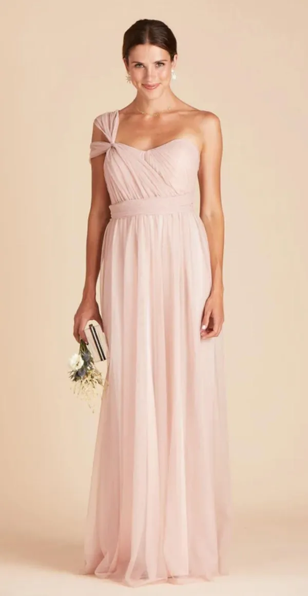 Birdy Grey NWT Christina Convertible Vintage Blush Pink Tulle Maxi Dress - Image 9