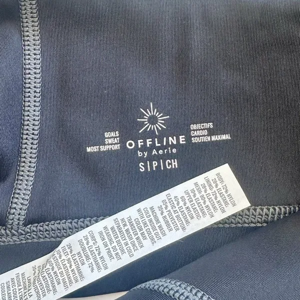 NWT Offline by Aerie Black with Gray Stitching Goals Padded Sports Bra - Size: S - Image 3