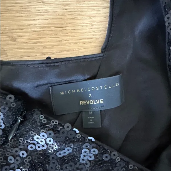 Michael Costello x Revolve - Annie Sequin Mini Dress in Black - Image 3