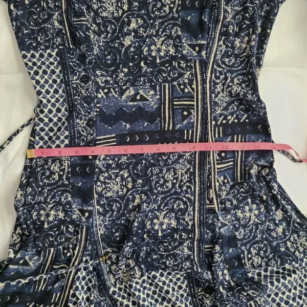 Chelsea and Theodore dress Small Blue White Fit Flare tie waist Cotton‎ - Image 7