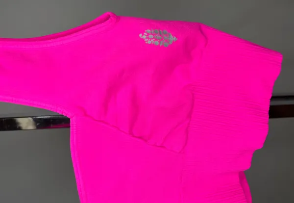 Free People Movement Good Karma Square-Neck Sports Bra Hot Neon Pink - Image 2