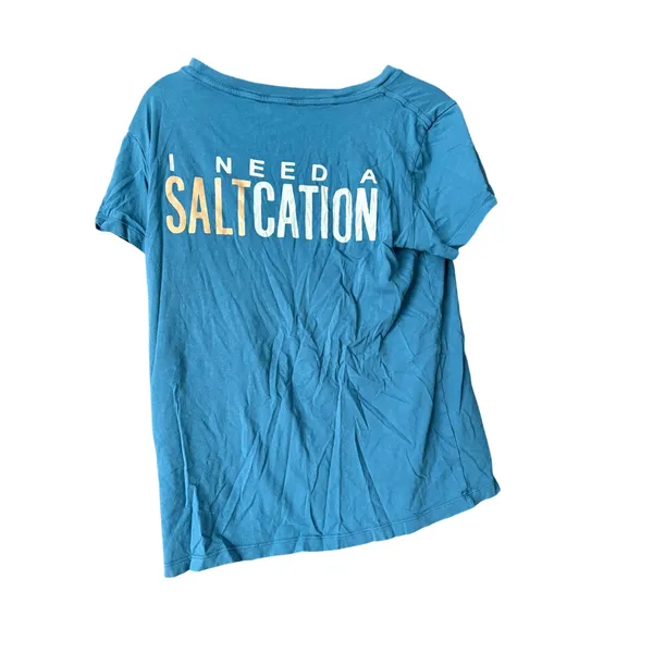 Salt Life Womens Teal Blue I Need A Saltcation Graphic T-Shirt Size‎ Large - Image 2