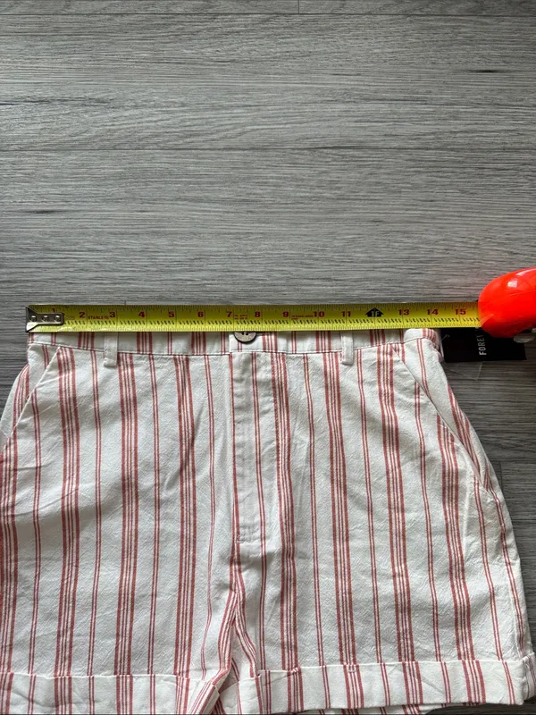 Forever 21 Striped Cotton Blend Women's Shorts in Cream with Red Stripe Size S - Image 4