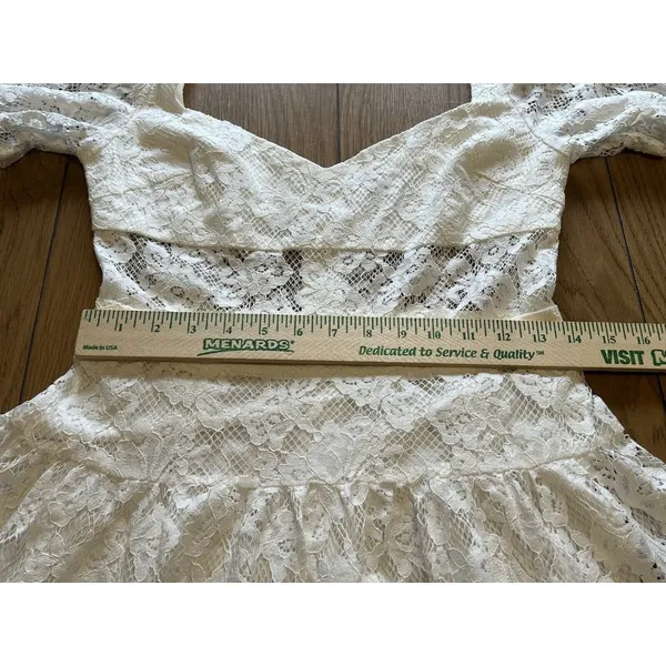 Hello Molly Lace Strapless Puffy Shoulder Ruffle Mini‎ Dress Size M US 6 Peasant - Image 4