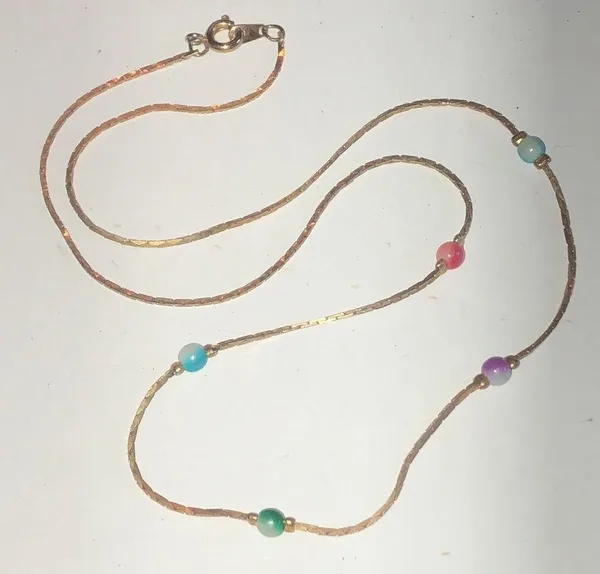 Vintage Gold Tone Multi Color Beaded Classic Retro Boho Dainty Necklace - Image 6