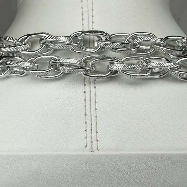 Textured Chain Link Tassel Open Wrap Necklace Silver Tone ✨ - Image 10