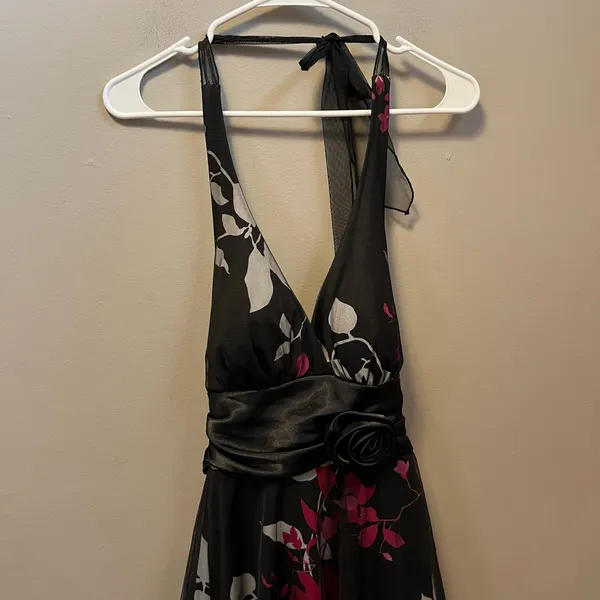 Y2K Mesh Halter Dress Dark Romance‎ Floral Soft Goth Fairy Grunge Vintage Glam - Image 2