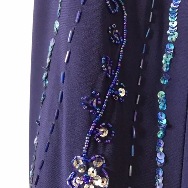 Nightway navy blue open back low cut prom holiday dress size 4 - Image 14