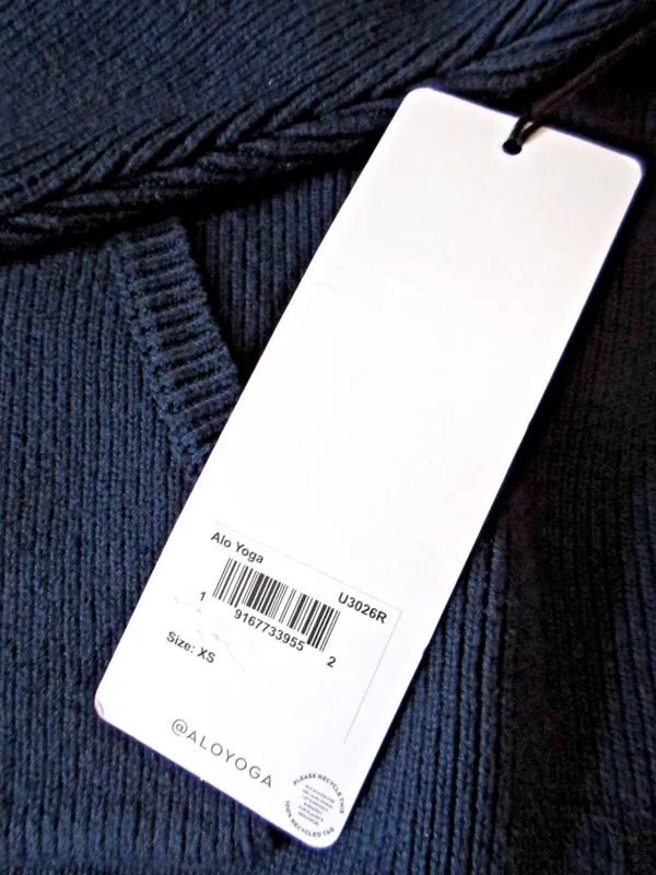 NWT Alo Unisex Scholar Hooded Sweater in Navy Blue Heavyweight Oversized Knit XS - Image 5