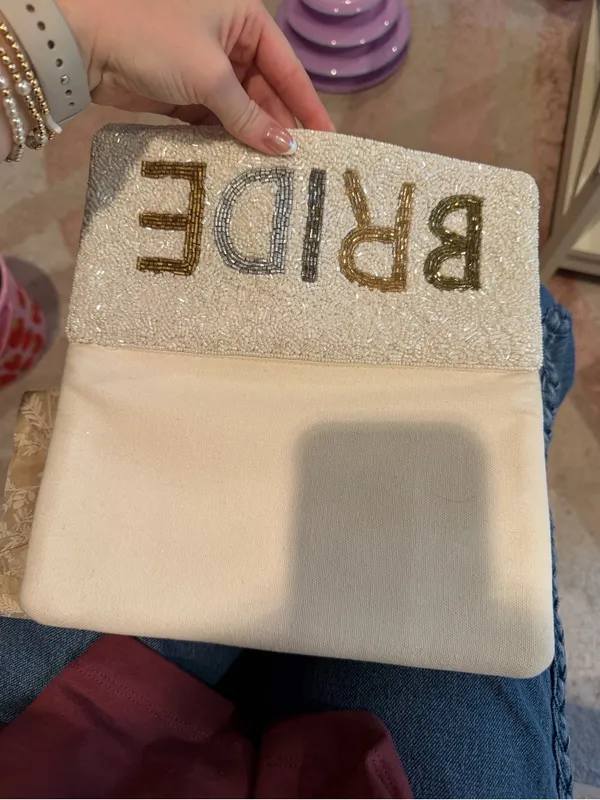 Bride Beaded White Clutch Bag - Image 8