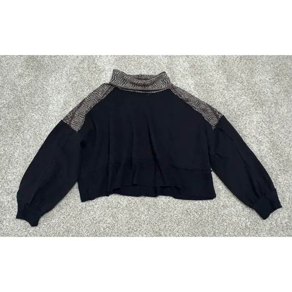 We The Free People At The Lodge Sweater Cropped Cowl Neck Fair Isle Knit Size S - Image 2