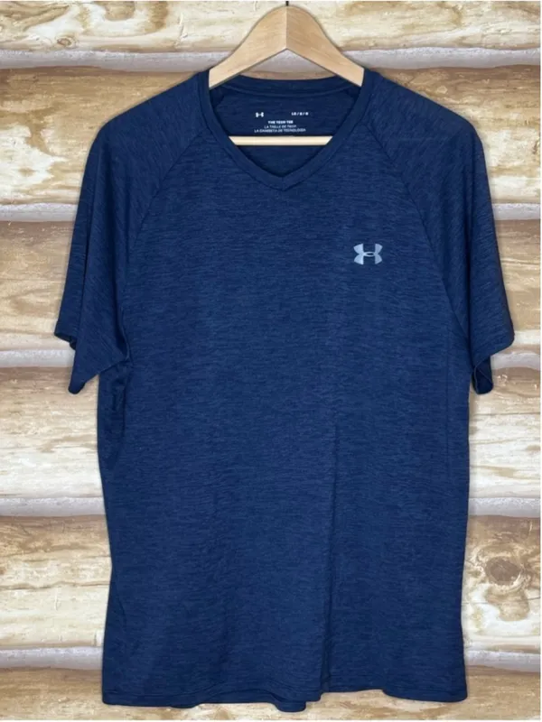 Under Armour Navy V-Neck Short-Sleeve Tech Tee size large - Image 7