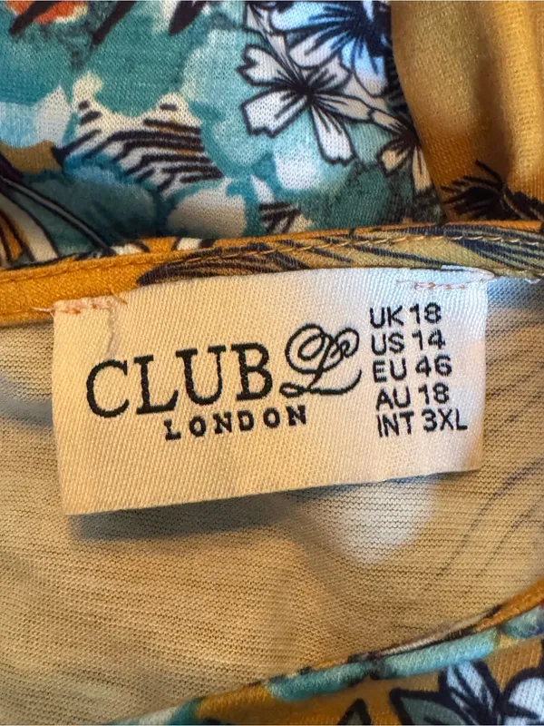 Club L London Mustard Floral Tie-Waist Long Sleeve Dress 14 EUC - Image 9