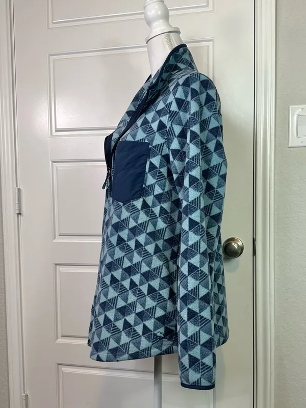 L.L. Beans Women’s Full Zip Geometric Print Classic Fleece Jacket Size XL - Image 3