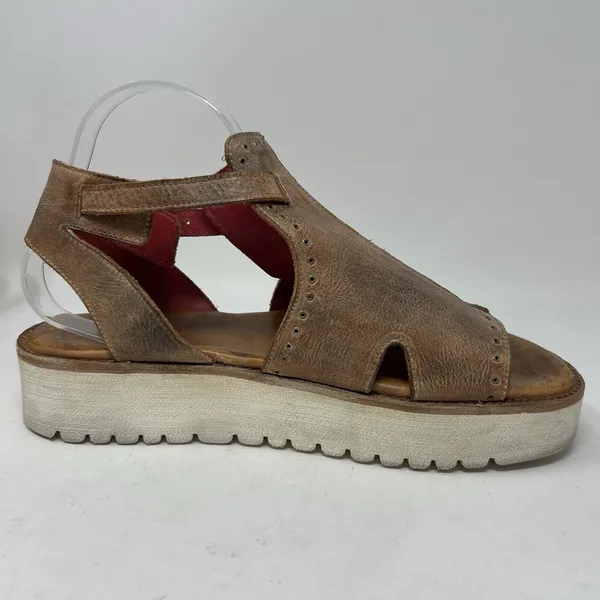 Bed Stu Clancy Buckle Platform Sandals Women's Size 10 Brown Leather Boho Rustic - Image 7