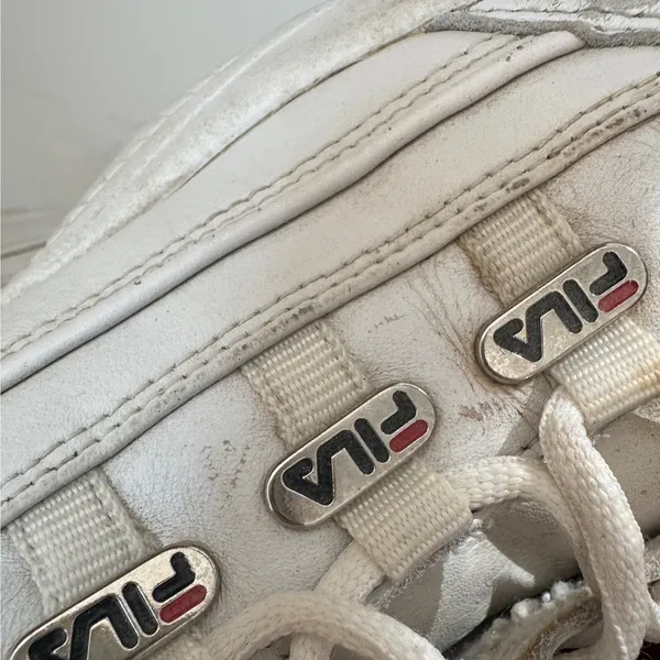 Y2K Vintage Fila 2002 Womens White Chunky Leather Lace up Sneaker sz 7 90s - Image 9