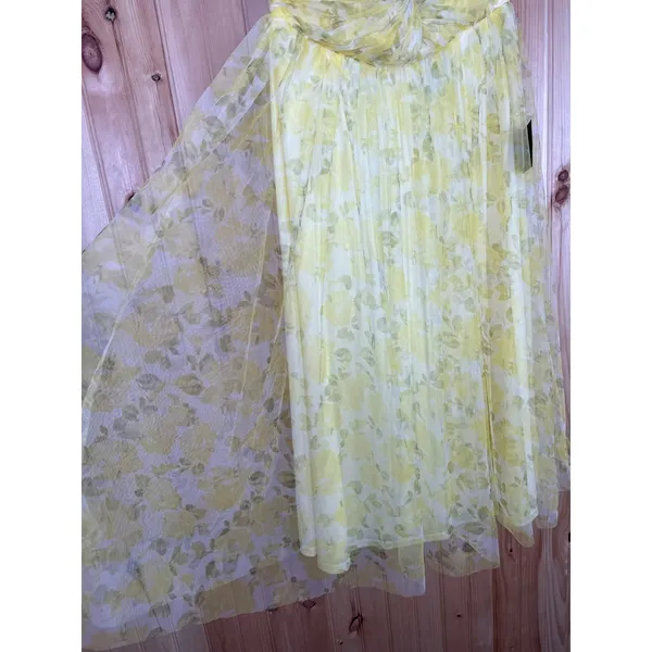 NWT Lulus Perfect Whimsy Yellow Floral Mesh Strapless Midi Dress Tube Size XL - Image 5