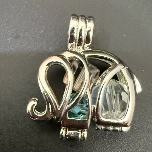 925 Sterling Silver Cage Elephant Pendant with Beads 6g. - Image 6