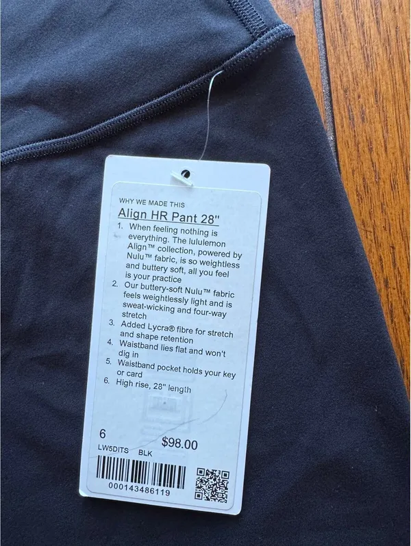 Lululemon Align High Rise 28” Black Size 6 NWT - Image 4