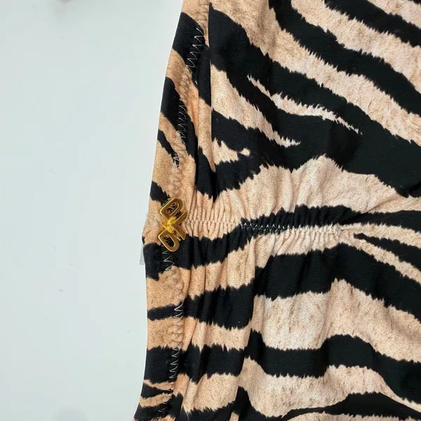 PQ Swim Bikini Bottom SZ Small NWT Cleo Link TieSide Teeny Tiger Print Gold Ring - Image 13