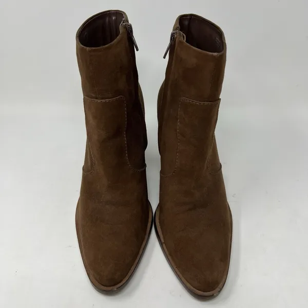 Gianni Bini Tovyy Booties Brown Suede Leather Block Heel Zip Up Women’s Size 7.5 - Image 5