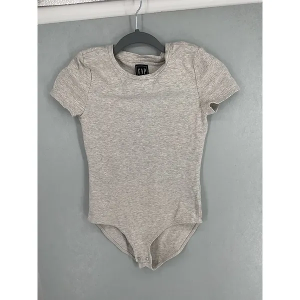 GAP Womens Bodysuit Gray Heather Short Sleeve Crew Neck XS - Image 2