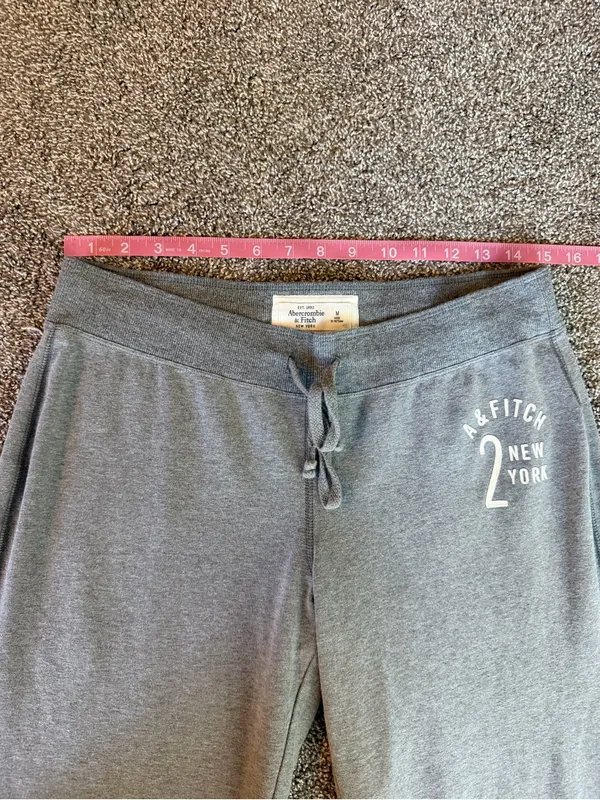 Abercrombie & Fitch Gray Wide Leg Sweatpants Logo Lounge Pants M - Image 7
