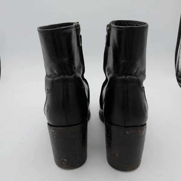 Frye Flynn Short Black Leather Pointed Toe Ankle Boots 8M 3470885-BLK - Image 5