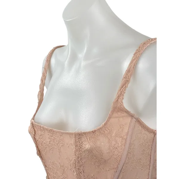 Urban Outfitters Out From Under Peach Lace Corset Bustier Longline Crop Top M - Image 2