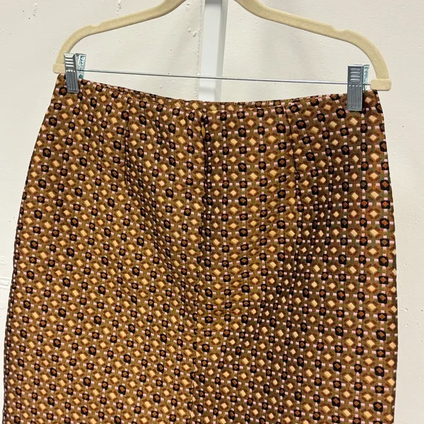 Ann Taylor LOFT Brown Geometric Jacquard Mini Skirt Size 10 A-Line Lined Boho - Image 4