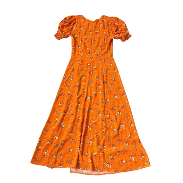 Reformation Lacey Dress Orange Floral Midi - Image 2