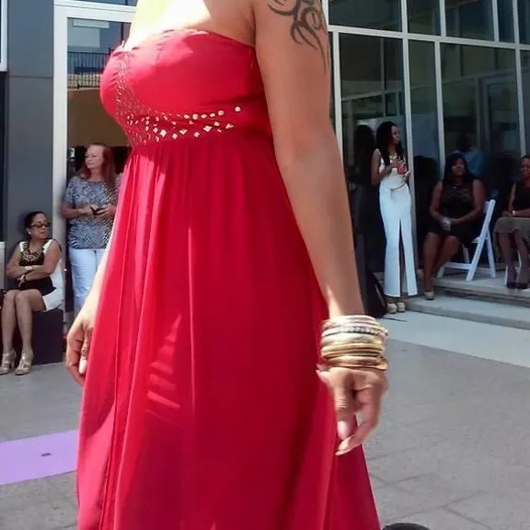 💐🟡LAST ONE: Red and Gold Stud Dress - Medium - Image 4