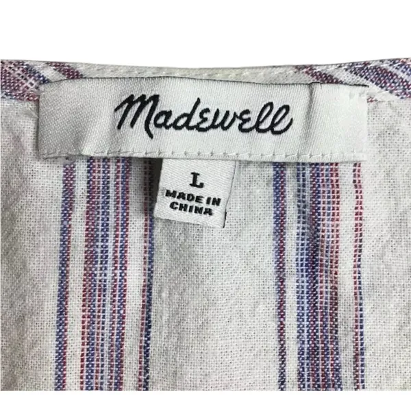 Madewell White and Gray Crop Tie-Front Button Down Shirt - Image 2