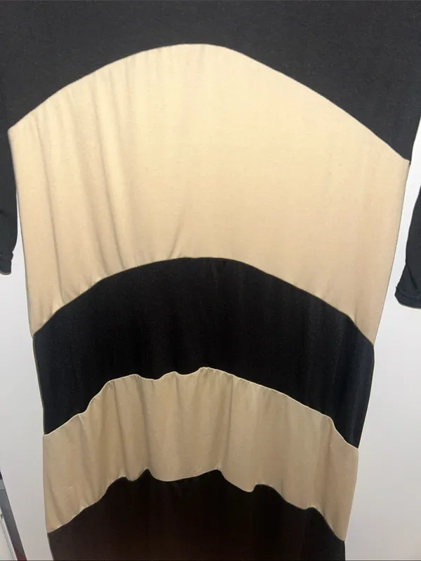 Black & Cream Chevron Color Block Long sleeve Maxi Dress Medium NWOT - Image 5