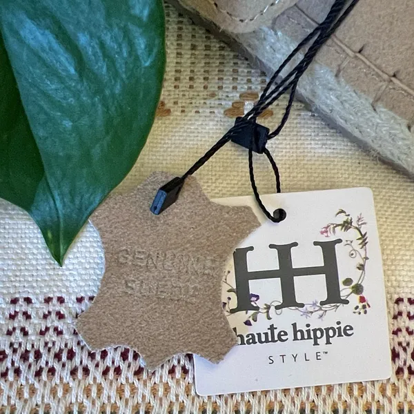NEW Haute Hippie Aria 100% Suede Buckle Espadrille Tan Slip-On Mule Clogs US 9.5 - Image 10