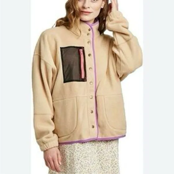 WILD FABLE Sherpa Fleece Cozy Snap Up Jacket Coat Cozycore in Tan Size XXL - Image 2