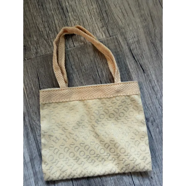 Harrods Mini Tote Bag Womens OS Beige Logo Jacquard Souvenir Gift Bag Preppy - Image 3