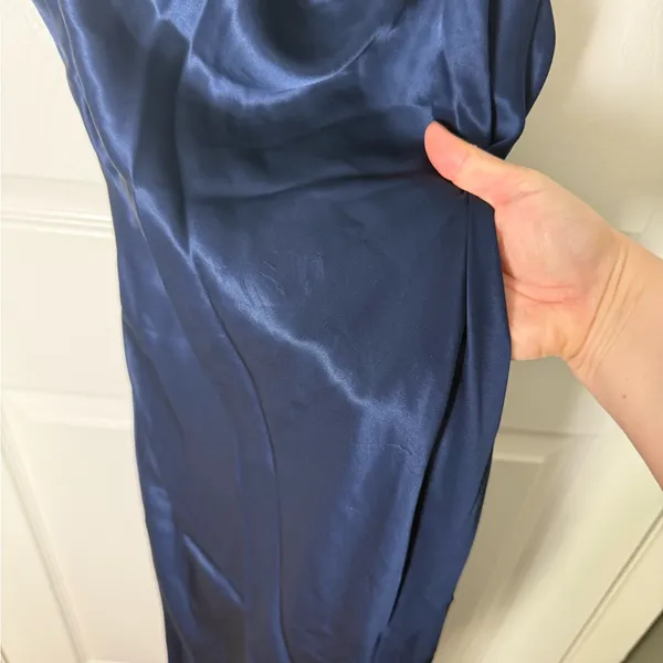 Reformation Corey Satin Dress in Danube L - Image 6