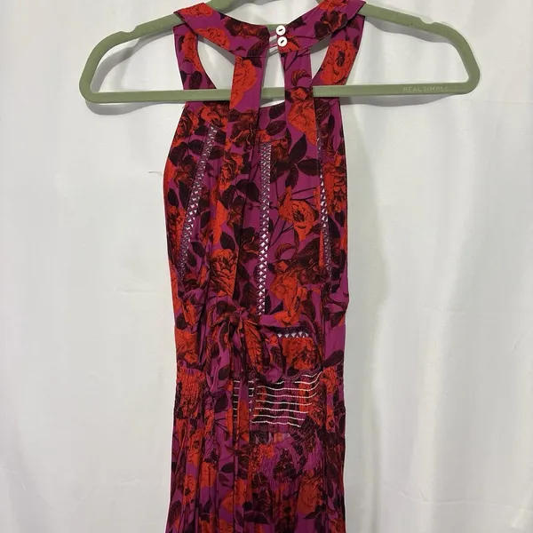 Abel The Label Anthropologie Charlotte Maxi Dress Small Fuschia Red Floral Boho - Image 8