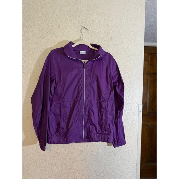 Columbia Windbreaker Jacket Womens M Purple Full Zip Hooded Outdoor XL3156 - Image 8