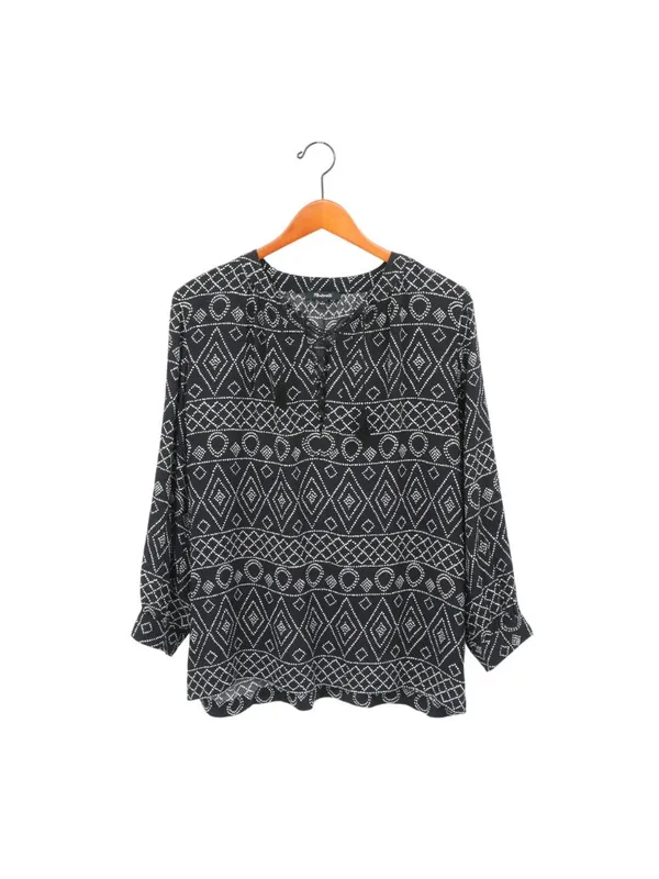 Madewell Lace Up Peasant Caravan Print Black Tassel Tie Top S - Image 3