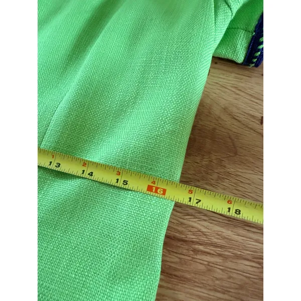 Vintage Talbots Chartreuse Lime Mod Drop Waist Dress Navy Trim Size 10 USA - Image 8