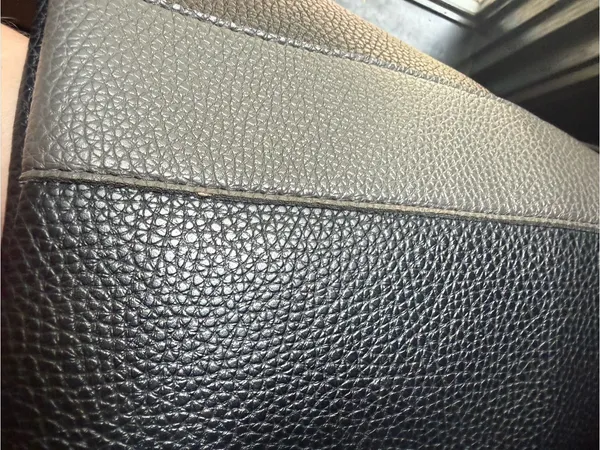 Vince Camuto Pebbled Vegan Leather Luck Tote in black with gray stripe - Image 5