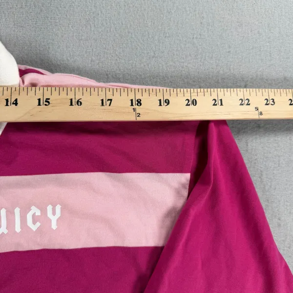 Y2k Juicy by Juicy Couture Pink Striped Long Sleeve Cropped Rugby Polo Small - Image 5