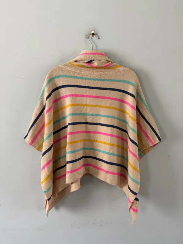 NWT THML Juliana‎ Striped Colorful Turtleneck Poncho Wool Blend Sweater - Image 4