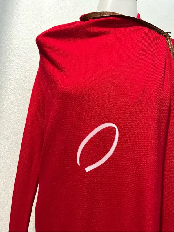 Ralph Lauren Red Drape Open Cardigan Leather Trim Women's Sweater Size Small - Image 7