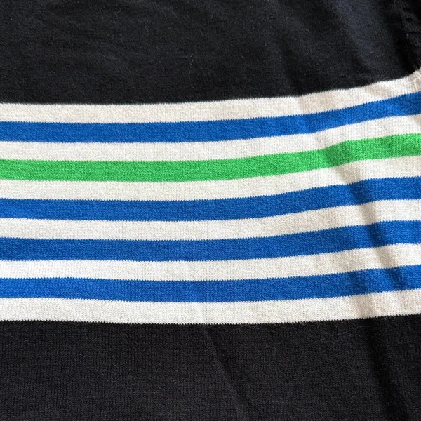 Lilly Pulitzer Black sweater with Blue, white and Green stripes. Boatneck - Image 3
