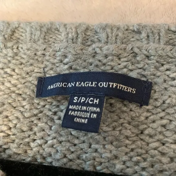 American Eagle Outfitters‎ Womens Fair Isle Knit Sweater Gray Black White Size S - Image 3