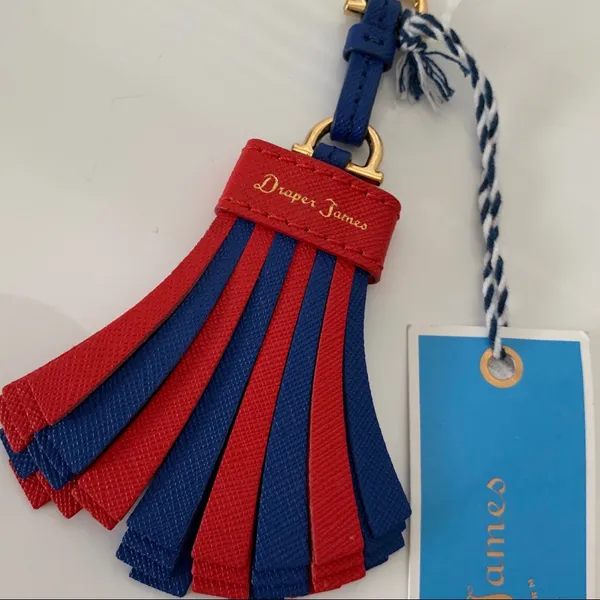 NWT drake james Leather Pom Pom‎ bag chArm key fob - Image 3