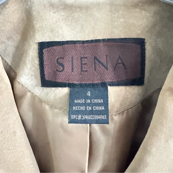 Siena Tan Suede Leather Blazer Jacket Women’s Size 4 Tailored Button Front - Image 11